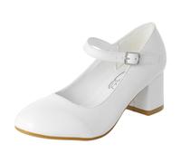 Spot On Mary Jane Fille Chaussures Robe Talon Bloc Avec Boucle Noir Argent Blanc