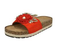 Spot On Mules pour femme avec bordure fleurie - Rouge - Rouge, 36 EU
