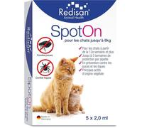 Spot On pour Chat - Antipuces et Antitiques Naturel - Protection jusqu’à 15 Semaines - 5 Pipettes