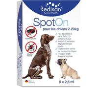 Redisan - Spot on pour Chiens Contre Les tiques & Les puces - Substance Active à Base de Plantes pour jusqu'à 15 semaines de Protection - Anti puces Chien - Anti Tique Chien