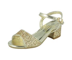 Spot On Sandales à Talon mi-Bloc Fille - Or - doré, 32 EU