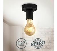 Spot plafond design rétro vintage industriel plafonnier métal noir chambre E27