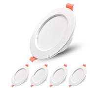 Spot Plafond LED 6000K mince 5W IP44 Die Casting Aluminium Ceiling Light 480LM Downlight Kitchen Convient pour salon Chambre Salle de bain, Découpe Conseils Ø80-85mm Paquet de 5