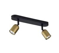 Spot Plafonnier 2-flammig en Noir or Métal Élégant GU10 Souple Couloir Lampe