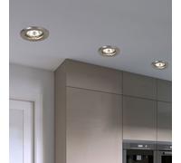 Spot encastrable rond pour plafond, plafonnier, luminaire de couloir, spot encastrable, métal chromé, 1x GU10, DxH 8x 13 cm, lot de 3