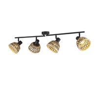 Spot Plafonnier Lampe Plafond 94 Cm Longue 4-Flammes E14 Métal Bambou