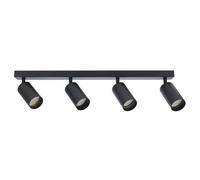 EDO Spots de Plafond Orientable Noir MALGA 4, Plafonnier 4 Spots avec Douille GU10, Éclairage de Plafond Moderne, Luminaire Plafonnier 230V, Barre de Spot sans Ampoules pour Salon Chambre à Coucher