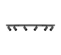 EDO Spots de Plafond Orientable Noir MALGA 6, Plafonnier 6 Spots avec Douille GU10, Éclairage de Plafond Moderne, Luminaire Plafonnier 230V, Barre de Spot sans Ampoules pour Salon Chambre à Coucher