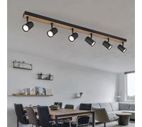 Spot Plafonnier Plafonnier En Bois Métallique Noir 6 Flammes