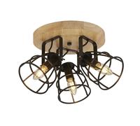 Spot Plafonnier Souple Bois Métal Câble 3-flammig E14 Industriel Bureau