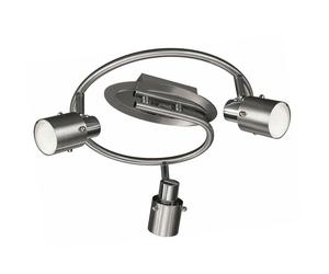 Spot plafonnier Spot rond plafonnier salon lumière chambre, acier chromé brossé 3 spots flamme, mobile, 3x douilles Gu10, DxA 30x13,5 cm