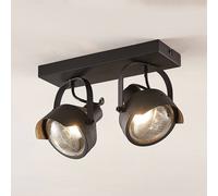 Lindby Spot Henega à intensité variable (Modern, Industriel) en Noir Métal e. a. pour Salon & Salle manger (à 2 lampes GU10) Lampe encastrable plafonnier applique