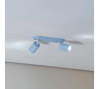 Spot pour plafond Livia, bleu clair, 35 cm, à 2 lampes, métal, GU10 Livia TK Lighting, dimmable, bleu, Chambre d'enfant, Métal, Projecteur halogène