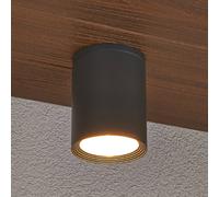 Spot pour plafond Lucande Minna, anthracite, 14 cm, IP54, E27 Minna, noir, Aluminium, Moderne, Plafonnier