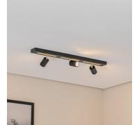 Spot pour plafond Rodez, noir/doré, longueur 80 cm, à 3 lampes. Rodez Luminex, dimmable, noir, Salon / Salle à manger, Métal, Moderne, Projecteur halogène