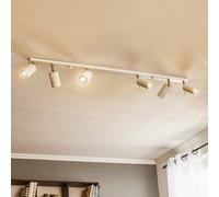 Spot pour plafond Round, blanc, à 6 lampes linéaire Round SOLLUX LIGHTING, dimmable, blanc, Salon / Salle à manger, Métal, Moderne