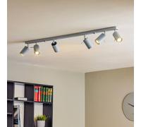Spot pour plafond Round, gris, à 6 lampes linéaire Round SOLLUX LIGHTING, dimmable, gris, Salon / Salle à manger, Métal, Moderne
