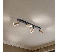 Spot pour plafond Zoom, à 4 lampes, noir/doré Zoom SIGMA, dimmable, noir, Salon / Salle à manger, Métal, Moderne, Spot