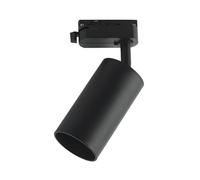 Spot rail Voronia 1 x GU10 noir. Dimensions : 18,4 x 7,4 x 6 cm. Son design orientable permet une rotation à 360°, idéal pour éclairer n'importe quel espace avec style et polyvalence.