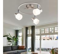 Plafonnier spot lampe de salon LED spot plafonnier orientable, chrome acrylique, spots orientables, 3x 3,5W 190lm blanc chaud, DxH 26 x13,9 cm