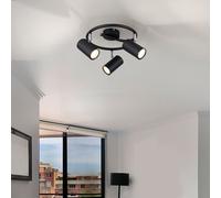 Spot Rondell Lampe De Plafond Spot 3-Flammes Noir Projecteur Réglable GU10