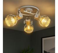 Spot Rondelle Plafonnier Lampe De Salon E27 Réglable Bois Blanc Grille