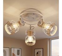 Spot Rondelle Plafonnier Lampe De Salon E27 Réglable Bois Blanc Grille