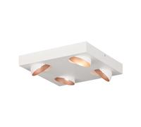 Spot RONZANO LED 4X3,3W en acier et aluminium blanc et or rose 350x350x55mm