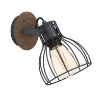 Spot SAMBATELLO E27 1X40W en bois et acier marron et argent 150x0x220mm