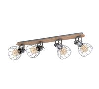 Spot SAMBATELLO E27 4X40W en bois et acier marron et argent 795x90mm