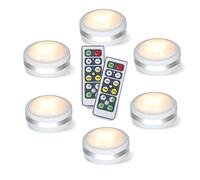 Spot sans Fil, Lampe de Placard, Lumiere Spot Led Autocollant, Eclairage Telecommande Alimenté Par Batterie, Paquet de 6, Blanc Chaud