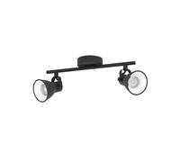 Spot SERAS 2 GU10 2X3W en acier noir 370x65mm