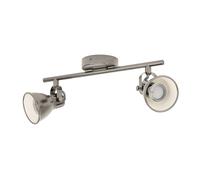 Spot SERAS GU10 2X3W en acier nickel antique et crème 370x65mm