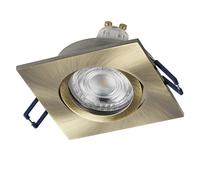 Spot Set Spot LED encastrable carré flexible en laiton patiné, 4,5 W 2700 K blanc chaud, aluminium, montage par clic, lot de 3