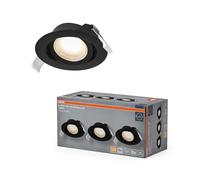 Spot Set Spot LED encastrable DIM 4,9W 120° Noir, lot de 3 spots de plafond dimmables à coupure de phase, blanc chaud