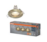 Spot Set Spot LED encastrable GU10 4,5W laiton patiné Click, 2700K blanc chaud, aluminium, fixation par clic, lot de 3