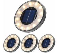 Spot Solaire au Sol 4 Pack 12 LED, IP68 Étanche, Réverbère Enfoui pour Chemin et Terrasse