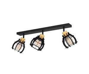 Spot STIL1 E27 3X40W en acier et bois noir et marron 710x160x245mm