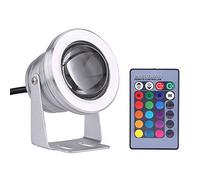 Spot submersible étanche IP67, lampe de paysage à changement de couleur RVB, bateau marin Yacht 10W 12V RGB LED Spot Light Lampe étanche à la pluie avec télécommande(Blanc argenté)