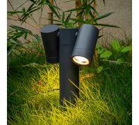 Spot sur piquet Tulimar de PRIOS, à 2 lampes, anthracite, IP65 dimmable, noir, Aluminium, Moderne