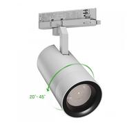 Spot Sur Rail Triphasé LED Spectrum Blanc 19-42W 1800-3200lm 3000K Zoom 20°-45°