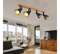 Spot Tache Plafonnier Suspension Optique Bois 4 à Flammes Campagne Noir E27