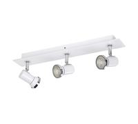 Spot ZAPATA IP44 GU10 3X3W en acier et verre blanc et chrome 460x70mm
