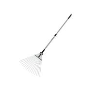 Spotact Râteau à feuilles de jardin réglable de 30,5 à 50,8 cm de large en acier inoxydable avec poignée extensible et poignée ergonomique pour feuilles de cour, herbe, rochers (acier inoxydable 15