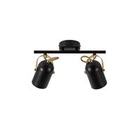 Spoterie LOTUS 2-Spot Métal Noir/laiton, H.6.6 - IP20 - E14 / Intérieur