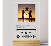 Spotify Musique Code Lumière de Nuit Personnalisé Photo & Nom de la Musique & du Chanteur, Verre Art Lampe Plaque Photo Album Couverture, Cadeaux pour Petit ami, Petite amie, Papa et Maman