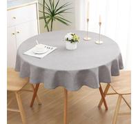 Spotjoy Nappe à Paillettes Ronde 140 cm Aspect Lin Nappe Exterieur Impermeable Nappe de Table Anti Tache pour Manger, Jardin - Gris