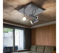 Spot de plafond plafonnier LED orientable Spots plafonnier angulaire chrome argenté 3 flammes à orienter, chrome, acier brossé, 3x 3W 3x 240Lm blanc chaud, LxP 23x23 cm