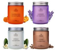 Spotless Leopard Lot de 4 bougies parfumées pour femme - Lot de 4 bougies parfumées de 227 g | Ensemble mixte de parfums classiques dans des bocaux en verre coloré de 7,6 x 10,2 cm - Pin, café,