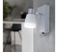 Applique murale lampe de chambre argent applique murale spot en verre réglable, couleur aluminium opale brillant, 1x GU10, LxlxP 16x7x11 cm, Fischer Honsel 30069